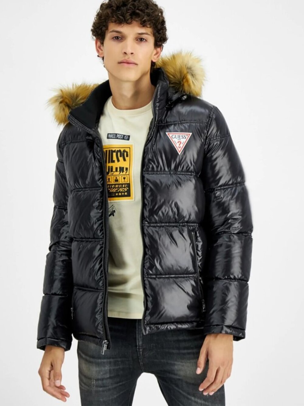Guess Faux Fur Trim Snorkel Jacket